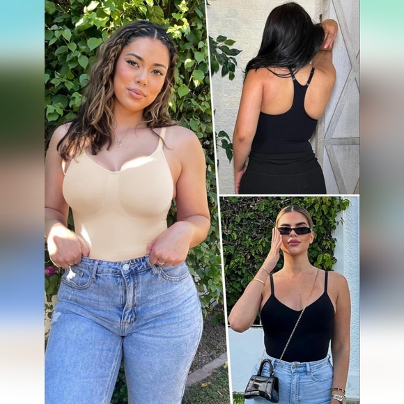 NWOT Yianna Seamless Racerback Shapewear Bodysuit Bodyshaper, S/M, Nude/Beige - Picture 6 of 7